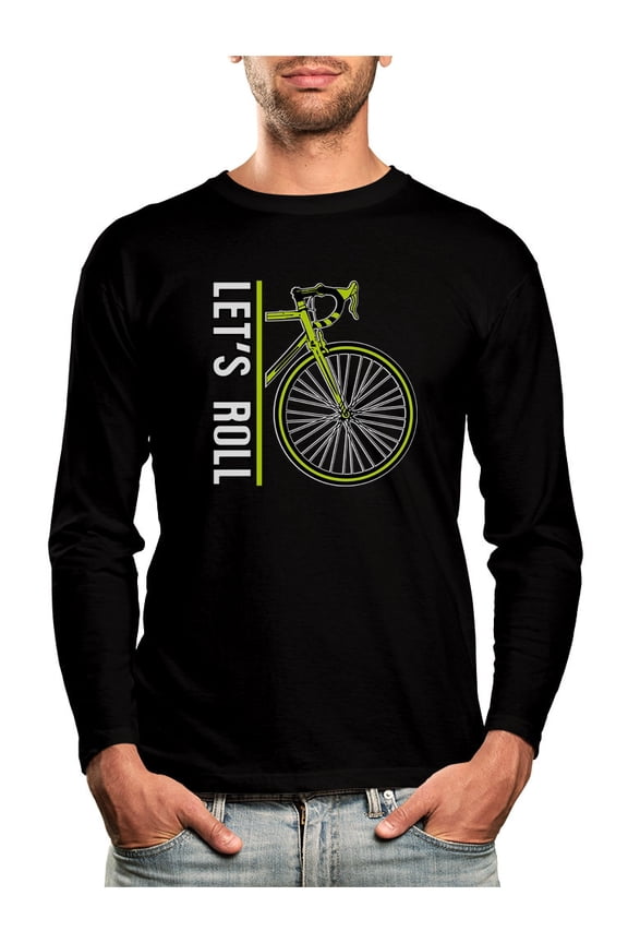 Mens Bicycle Shirt Cyclist Gift for Men Let's Roll Cycling Bike Bicycle Lovers Gift Funny Humor Cycling Tee Cycle Biking Road Mountain Riders Long Sleeve T Shirt