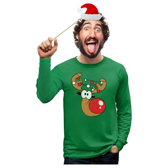 Tstars Mens Christmas Shirts Gift for the Holidays Reindeer Funny Humor Family Holiday Shirts Xmas Party Christmas Gifts for Him Christmas Birthday Long Sleeve Shirt