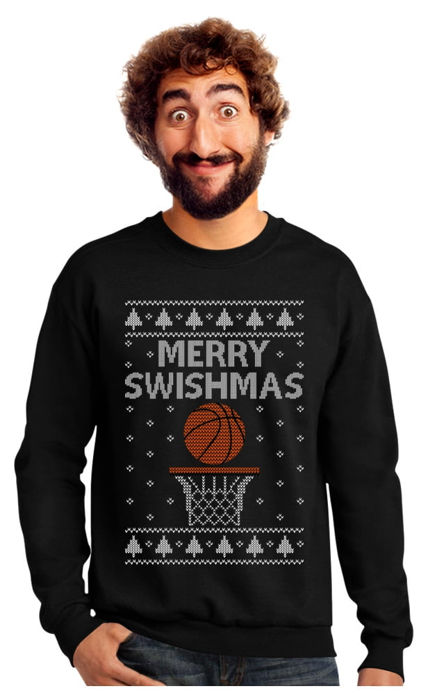 Tstars Big Boys Unisex Ugly Christmas Merry Swishmas Basketball T-Shirt