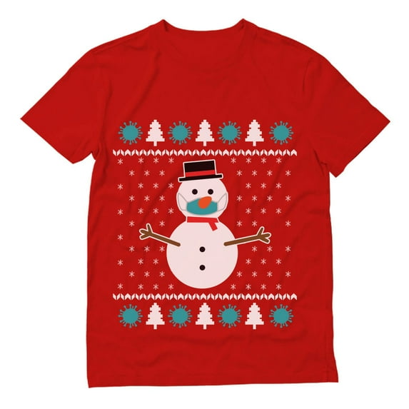 Tstars Mens Christmas Snowman Face Mask Funny Humor Quarantine 2020 Ugly Christmas Birthday Gift T Shirt