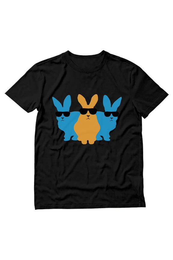 Mens Easter Holiday Shirts Hip Trio Bunnies Graphic Hipster Easter Bunny Happy Easter Party Shirts Humor Funny Easter Gifts for Him Men T Shirt