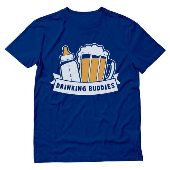 Tstars Mens Gifts for Dad Father's Day Shirts - Dad and Baby Drinking Buddies - Funny T-Shirt - Cool Gift for Dad for Birthday, Christmas, or Father's Day