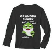 TSTARS Mens Gifts for Dad Father's Day Shirts Grandpa Shark Doo Doo Doo Baby Shark Papa Cool Best Gift for Grandpa Long Sleeve T Shirt