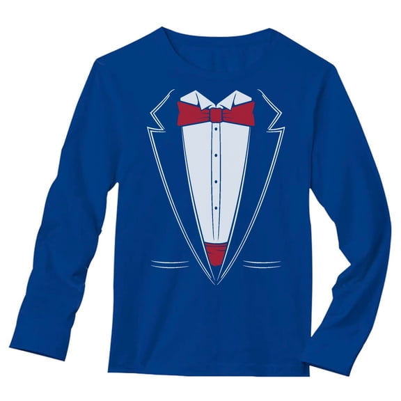 Tstars Mens Halloween Party Shirt Printed Suit and Tie Tuxedo Red Bow Tie Bachelor Party Trick or Treat Day of the Dead Shirt for Men Long Sleeve T Shirt