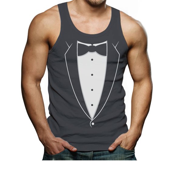 Tstars Mens Halloween Party Shirt Printed Tuxedo with Bowtie Suit Tank Top Funny Humor Tux Trick or Treat Day of the Dead Shirt for Men Tank Top Singlet