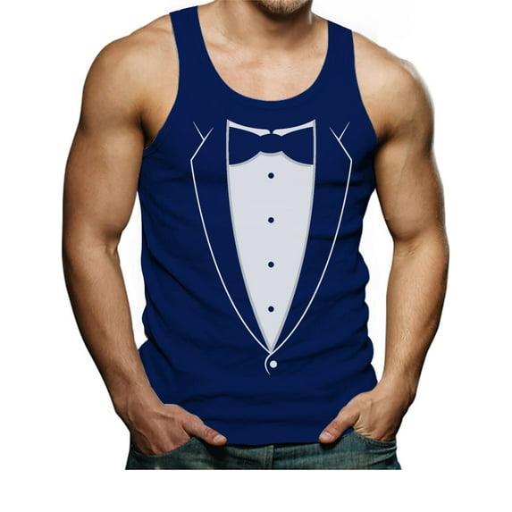 Tstars Mens Halloween Party Shirt Printed Tuxedo with Bowtie Suit Tank Top Funny Humor Tux Trick or Treat Day of the Dead Shirt for Men Tank Top Singlet
