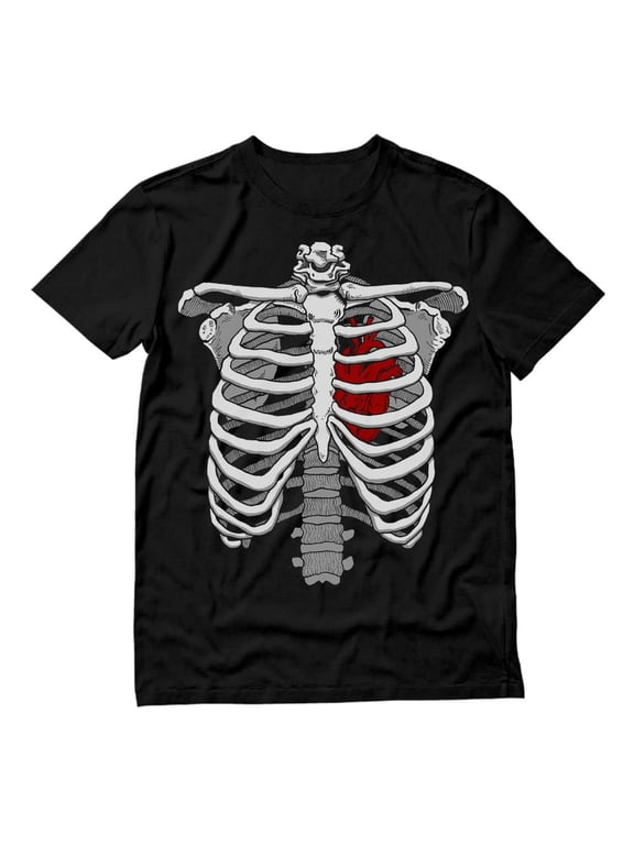 Men’s Skeleton Rib Cage Heart X-Ray Halloween Costume T-Shirt – Funny Halloween Party Shirt