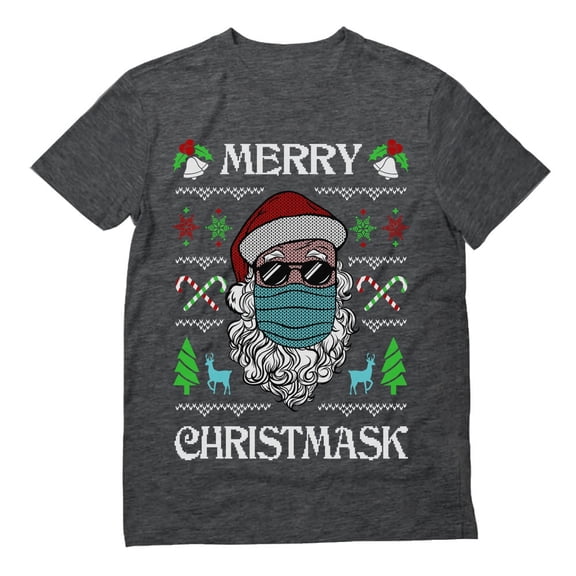 Tstars Mens Merry Christmask 2020 Quarantine Santa Claus Face Mask Ugly Christmas T Shirt