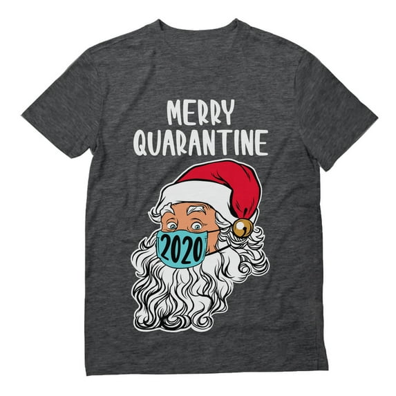 Tstars Mens Merry Quarantine 2020 Santa Claus Face Mask Ugly Christmas Graphic T Shirt