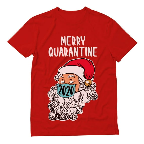 Tstars Mens Merry Quarantine 2020 Santa Claus Face Mask Ugly Christmas Graphic T Shirt