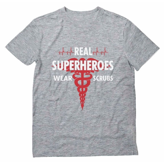 Tstars Mens Nurse Shirts Gift for Nurse Real Superheroes Wear Scrubs Nursing MD Medical T Shirt