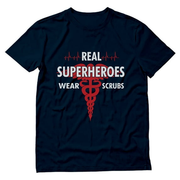 Tstars Mens Nurse Shirts Gift for Nurse Real Superheroes Wear Scrubs Nursing MD Medical T Shirt