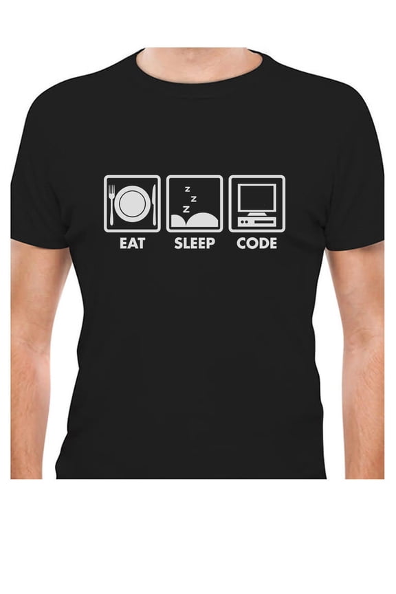 Mens Programmer Shirts Gift Idea for Programmer Eat Sleep Code Funny Humor Coder Software Engineer Computer Code Geek Men T Shirt