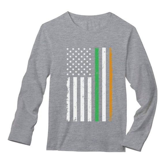 Tstars Mens St Patricks Day Irish American Flag St Patricks Day Shirts Gift for Him Irish Long Sleeve T Shirt.