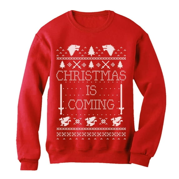 Tstars Mens Ugly Christmas Christmas Is Coming Christmas Gift Funny Humor Holiday Shirts Xmas Party Christmas Gifts for Him Sweatshirt.