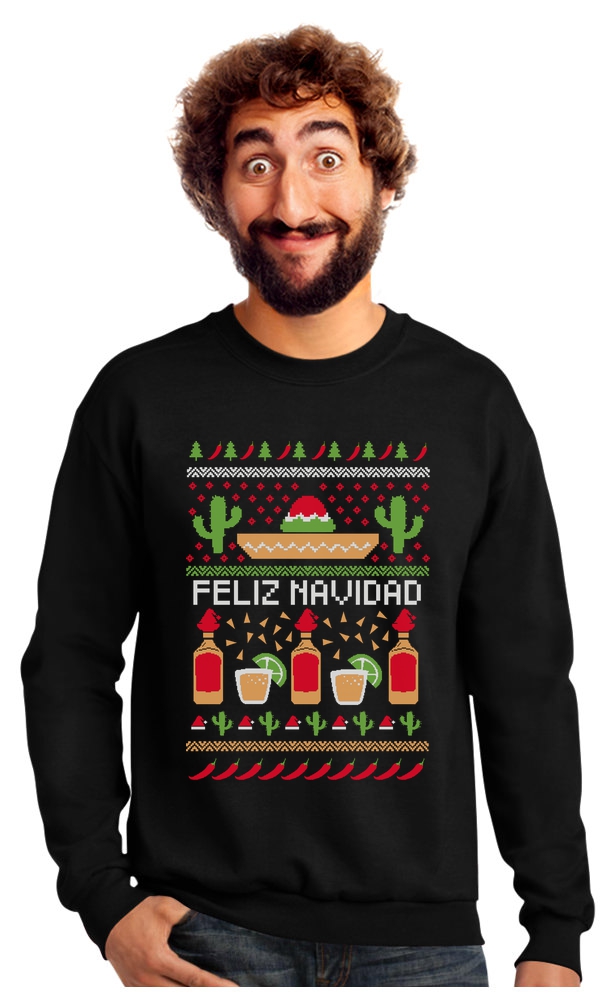 Tstars Mens Ugly Christmas Feliz Navidad Mexican Xmas Gift Christmas Gift Funny Humor Holiday Shirts Xmas Party Christmas Gifts for Him Sweatshirt. - image 1 of 6