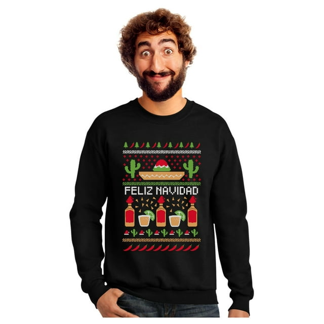 Tstars Mens Ugly Christmas Feliz Navidad Mexican Xmas Gift Christmas Gift Funny Humor Holiday Shirts Xmas Party Christmas Gifts for Him Sweatshirt.