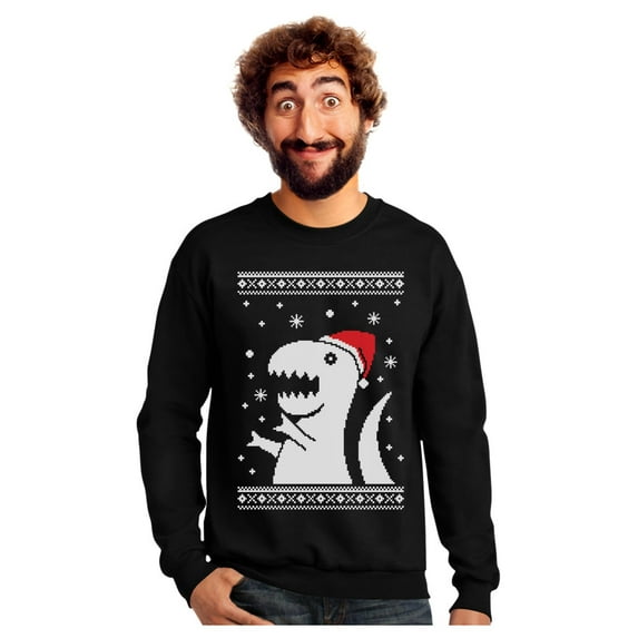 Tstars Mens Ugly Christmas Sweater Big T Rex Santa Christmas Gift Funny Humor Holiday Shirts Xmas Party Christmas Gifts for Him Sweatshirt Ugly Xmas Sweater