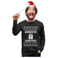 thumbnail image 1 of Tstars Mens Christmas T-Shirt Gangsta Wrapper Funny Holiday Shirt Xmas Gifts for Him Long Sleeve Tee, 1 of 4