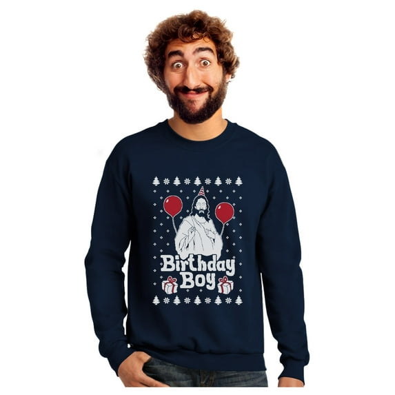 Tstars Mens Ugly Christmas Sweater Jesus Birthday Christmas Gift Funny Humor Holiday Shirts Xmas Party Christmas Gifts for Him Sweatshirt Ugly Xmas Sweater