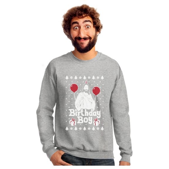 Tstars Mens Ugly Christmas Sweater Jesus Birthday Christmas Gift Funny Humor Holiday Shirts Xmas Party Christmas Gifts for Him Sweatshirt Ugly Xmas Sweater