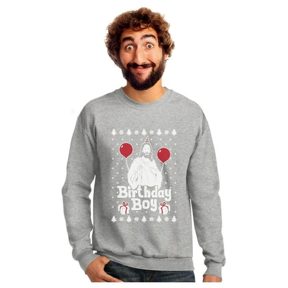 Tstars Mens Ugly Christmas Sweater Jesus Birthday Christmas Gift Funny Humor Holiday Shirts Xmas Party Christmas Gifts for Him Sweatshirt Ugly Xmas Sweater