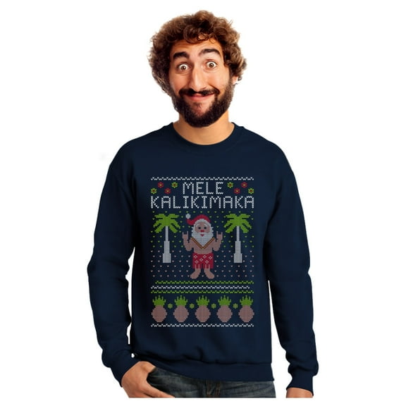 Tstars Mens Ugly Christmas Sweater Mele Kalikimaka Hawaiian Santa Themed Christmas Gift Funny Humor Holiday Shirts Xmas Party Christmas Gifts for Him Sweatshirt Ugly Xmas Sweater