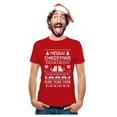thumbnail image 1 of Tstars Men's Ugly Christmas T-Shirt, Meowy Christmas Graphic, Funny Holiday Tee, 1 of 6