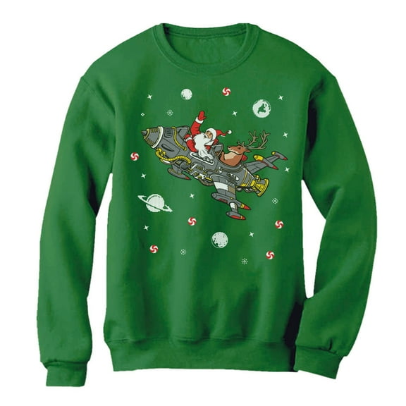 Tstars Mens Ugly Christmas Sweater Santa Reindeer Space Rocket Christmas Gift Funny Humor Holiday Shirts Xmas Party Christmas Gifts for Him Sweatshirt Ugly Xmas Sweater