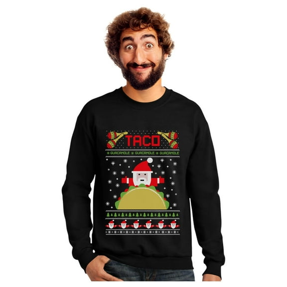 Tstars Mens Ugly Christmas Sweater Taco Santa Taco Lovers Christmas Gift Funny Humor Holiday Shirts Xmas Party Christmas Gifts for Him Sweatshirt Ugly Xmas Sweater