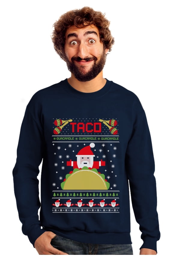 Mens Ugly Christmas Sweater Taco Santa Taco Lovers Christmas Gift Funny Humor Holiday Shirts Xmas Party Christmas Gifts for Him Sweatshirt Ugly Xmas Sweater