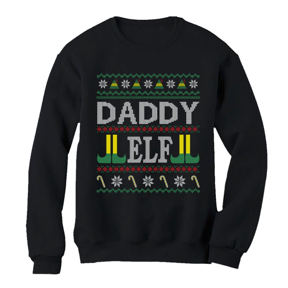 Tstars Mens Ugly Christmas Sweatshirt Daddy Elf Dad Xmas Pullover Family Elf Gift Father's Day Christmas Gift Funny Humor Holiday Shirts Xmas Party Christmas Gifts for Him Sweatshirt