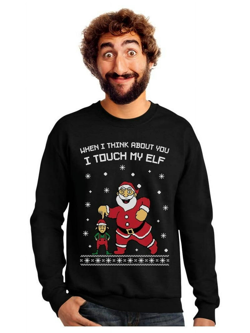 Tstars Mens Ugly Christmas Sweatshirt I Touch My Elf Christmas