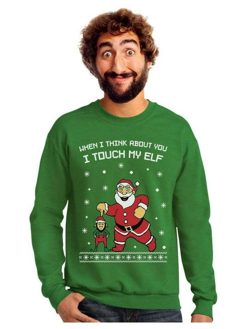 Tstars Mens Ugly Christmas Sweatshirt I Touch My Elf Christmas