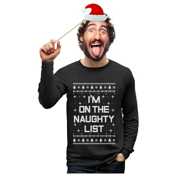 Tstars Men's Ugly Christmas I'm on the Naughty List Funny Holiday T-Shirt