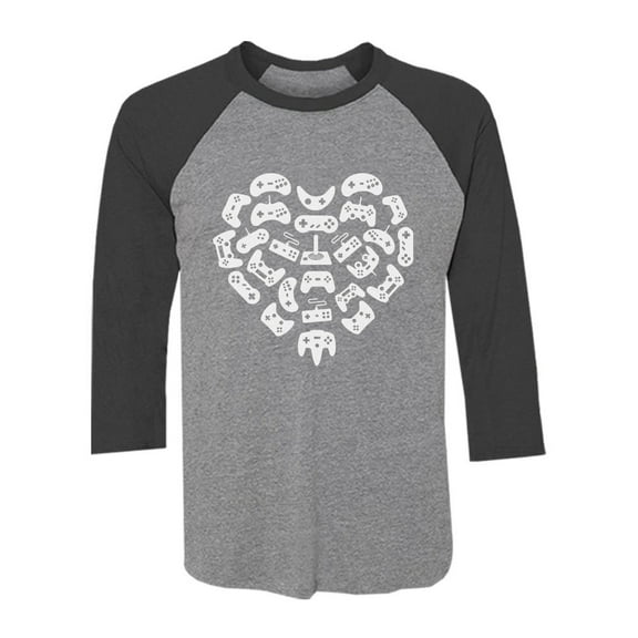 Tstars Mens Valentine's Day Best Gaming t-shirts Love Gamer Shirt Controllers Heart Gift Idea for Him Husband 3-4 Sleeve Baseball Jersey Shirt