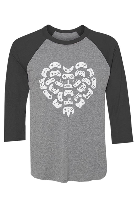 Mens Valentine's Day Best Gaming t-shirts Love Gamer Shirt Controllers Heart Gift Idea for Him Husband 3-4 Sleeve Baseball Jersey Shirt