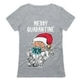 thumbnail image 1 of Tstars Merry Quarantine 2020 Santa Claus Face Mask Ugly Christmas Women T Shirt, 1 of 4