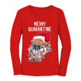 thumbnail image 1 of Tstars Merry Quarantine 2020 Santa Face Mask Ugly Christmas Women Long Sleeve T Shirt, 1 of 4