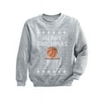 thumbnail image 1 of Tstars - Merry Swishmas Basketball Christmas Ugly Sweater Youth Kids Sweatshirt Large Gray, 1 of 5