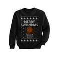 thumbnail image 1 of Tstars - Merry Swishmas Basketball Christmas Ugly Sweater Youth Kids Sweatshirt X-Large Black, 1 of 5