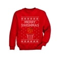 thumbnail image 1 of Tstars - Merry Swishmas Basketball Christmas Ugly Sweater Youth Kids Sweatshirt X-Large Red, 1 of 5