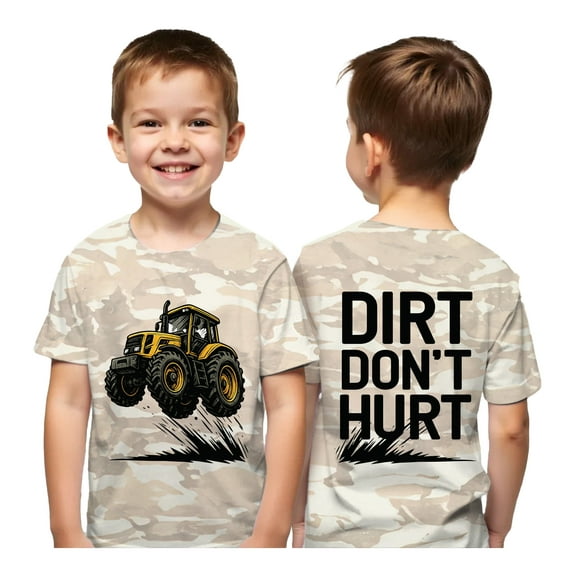 Tstars Monster Tractor Shirt for Toddler Boys - Fun Kids Tee Gift for Birthdays Holidays & Everyday Play Toddler Kids T-Shirt 4T Natural Camo