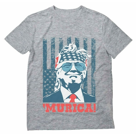 Tstars 'Murica American Flag Trump Shirt | Patriotic USA MAGA Men's Tee for 4th of July & Memorial Day X-Large Gray