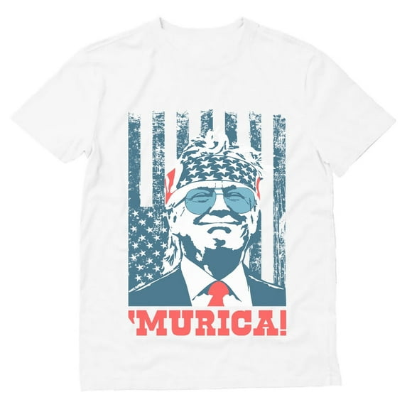 Tstars 'Murica American Flag Trump Shirt | Patriotic USA MAGA Men's Tee for 4th of July & Memorial Day XXXX-Large White