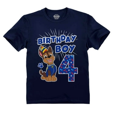 Tstars Nickelodeon Paw Patrol Chase 4th Birthday Boys T-Shirt - 5-6, Navy Blue