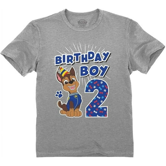 Tstars Nickelodeon Paw Patrol Chase Boys 2nd Birthday T-Shirt - Toddler Size - 3T, Gray