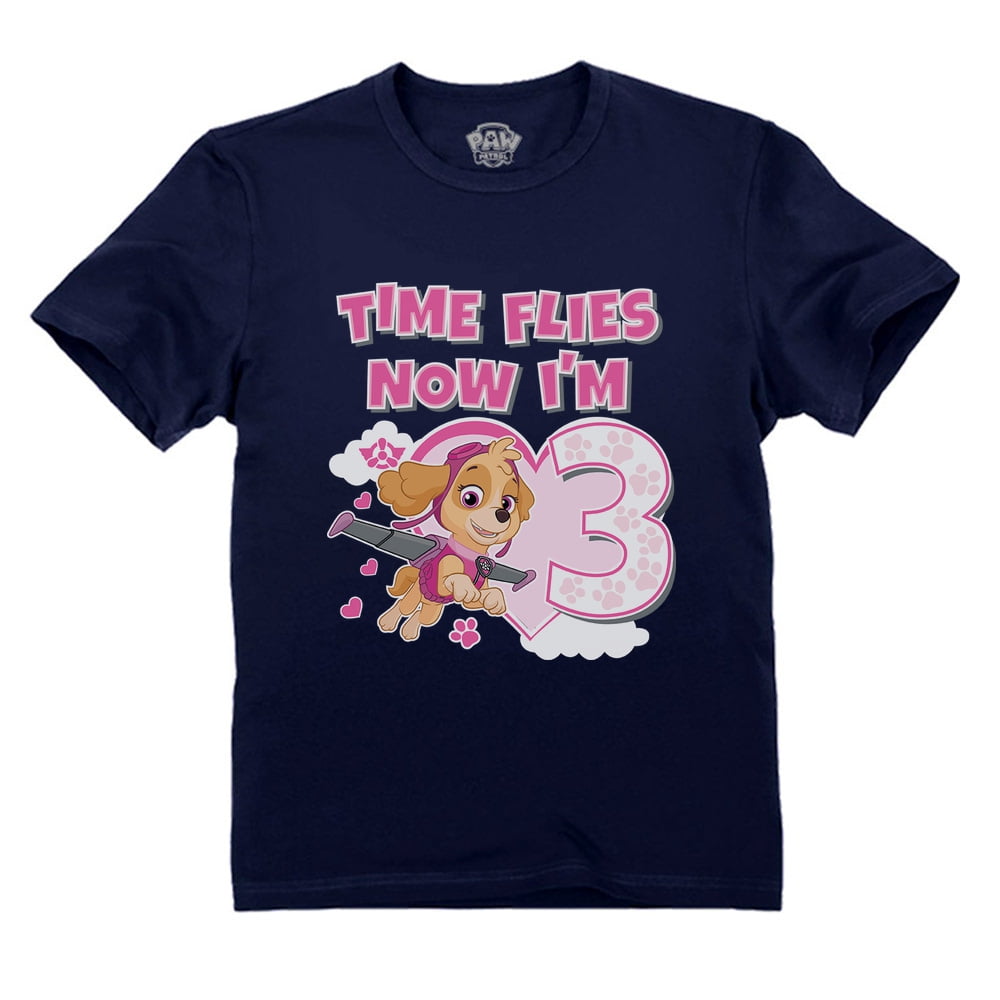 for Party Fun Patrol Kids - 3rd Paw Nickelodeon Tstars Tee - Toddler Outfit Perfect Birthday Girls Official T-Shirt Birthday Fans for Party - - Graphic Skye Gift 3-Year-Old Birthday Patrol Paw