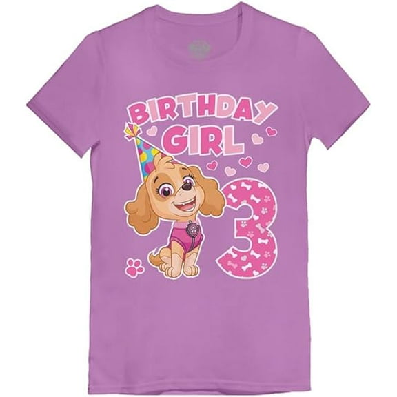 Tstars Nickelodeon Paw Patrol Skye Girls' T-Shirt - 3rd Birthday Gift - Toddler Kids - 4T, Purple