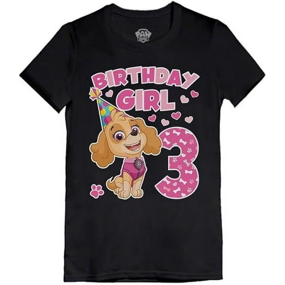 Tstars Nickelodeon Paw Patrol Skye Girls' T-Shirt - 3rd Birthday Gift - Toddler Kids - 3T, Black